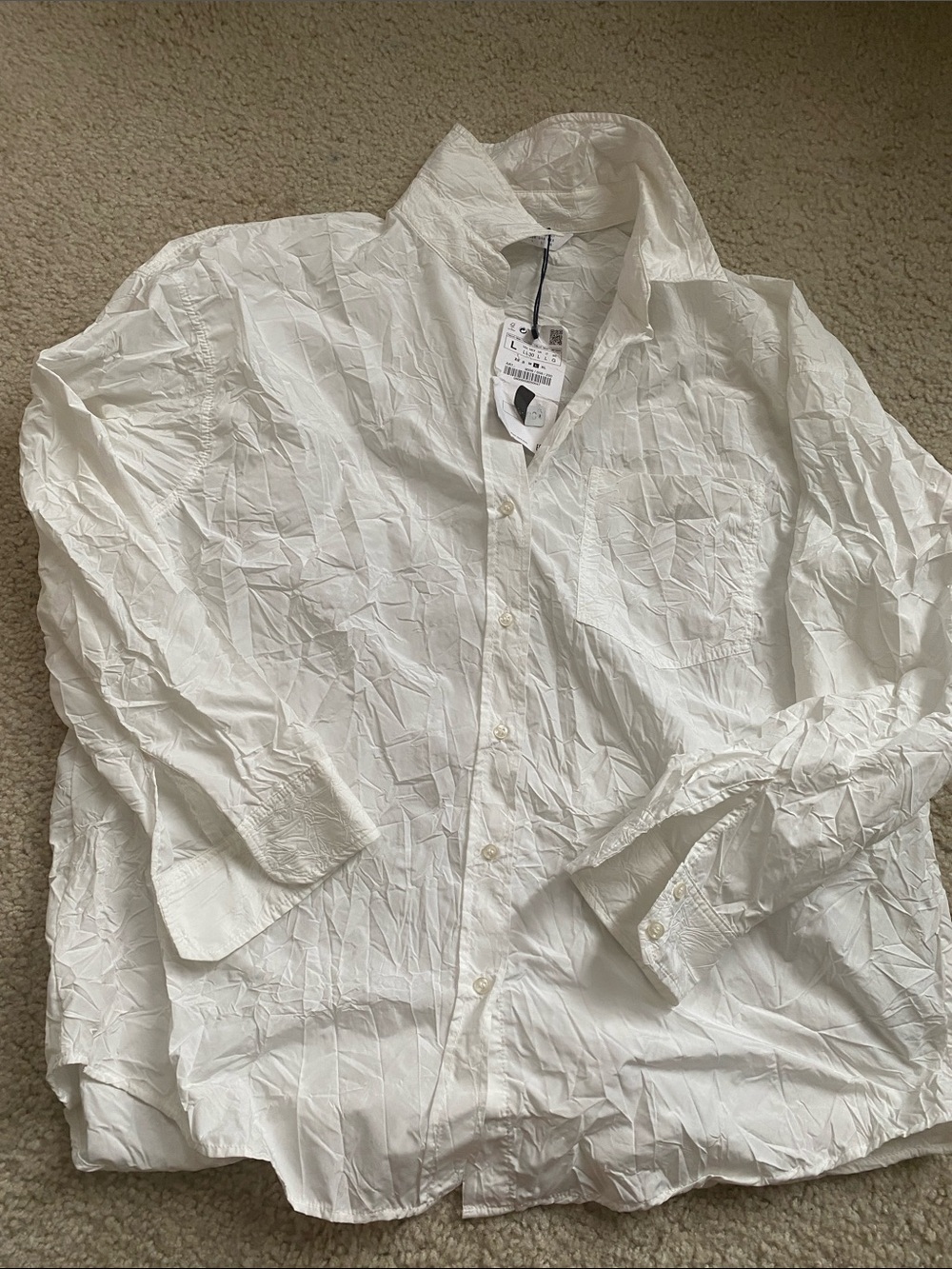 Zara women new  White Button-Up Shirt L